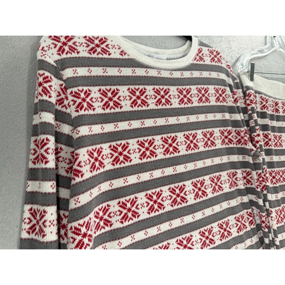 Stars Above Pajama Set Womens XL Gray Red 2 Piece Thermal Snowflakes Long Johns - Picture 3 of 16